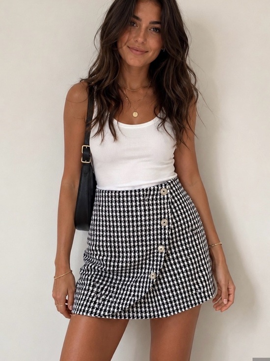 Anthropologie Dresses & Skirts - Anthropologie Maeve Houndstooth Button-Front Mini Skirt - Black & White